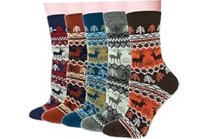 5 Pairs Women Christmas Cozy Holiday Gifts Bulk 5 Pack Set Funny Xmas Tree Cartoon Santa Snowman Warm Long Socks
