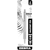 Zebra Pen STEEL F-701 Retractable Ballpoint Pen, Black Ink, 0.8mm, 1-Pack | Built for Tactical / EDC Use, Stainless Steel from Tip to Clip, Knurled Grip, Heavy-Duty Construction, Fine Point Tip (29411)