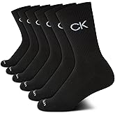 Calvin Klein Boys Crew Socks - 6 Pack Soft Stretch Performance Cushioned Comfort Mid Calf Athletic Socks for Boys