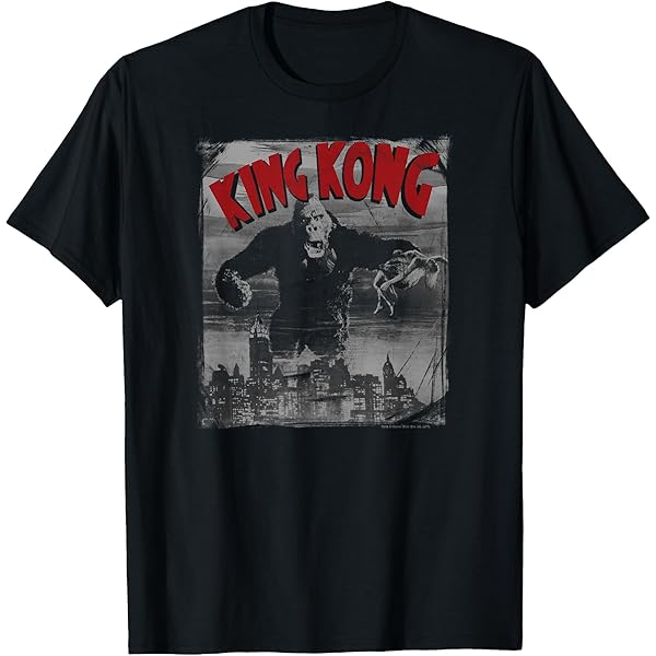 T-shirt King Kong Top Of The World – Noir – 100% Coton – Personnalisable – Fabriqué USA
