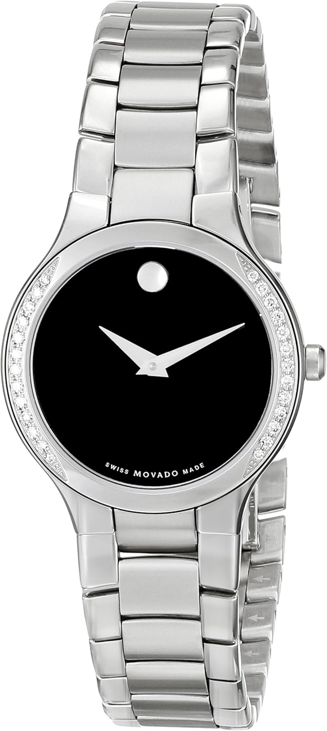 Movado Women's 0606385 Serio StainlessSteel and Diamond Black Round