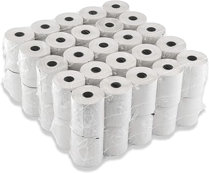 Juego de 50 rollos de papel térmico para impresora térmica (57 mm x 25 m, para