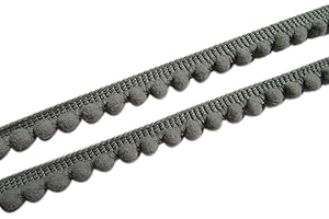 YYCRAFT 10 Yards 3/8" Wide Tiny Pom Pom Ball Fringe Trim DIY Craft Sewing Accessory for Home Curtain Clothes Pillow Decoration(pom Size 5mm) (Grey)