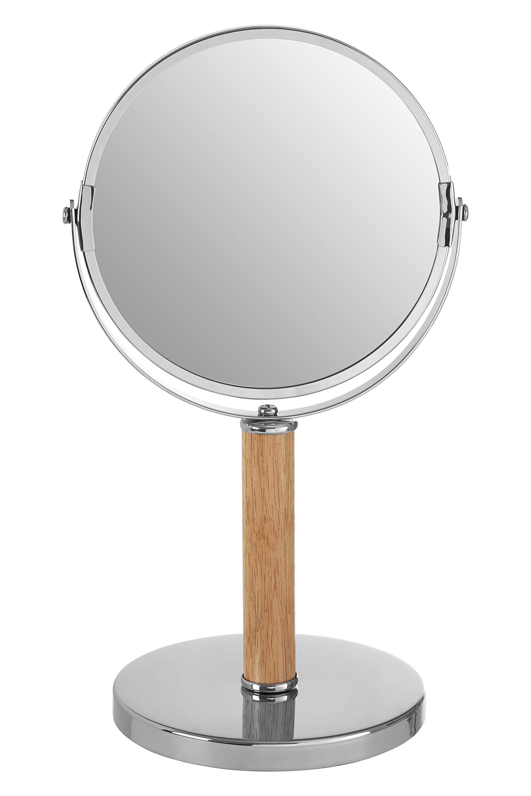 Premier Housewares Vanity Mirror, Bathroom, Makeup, Rubberwood, Cassini - Silver