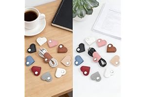​16Pcs Heart Cord Organizer,Cord Keeper Earbud Holder,Portable PU Leather Earphones Storage Straps for Charging Cords
