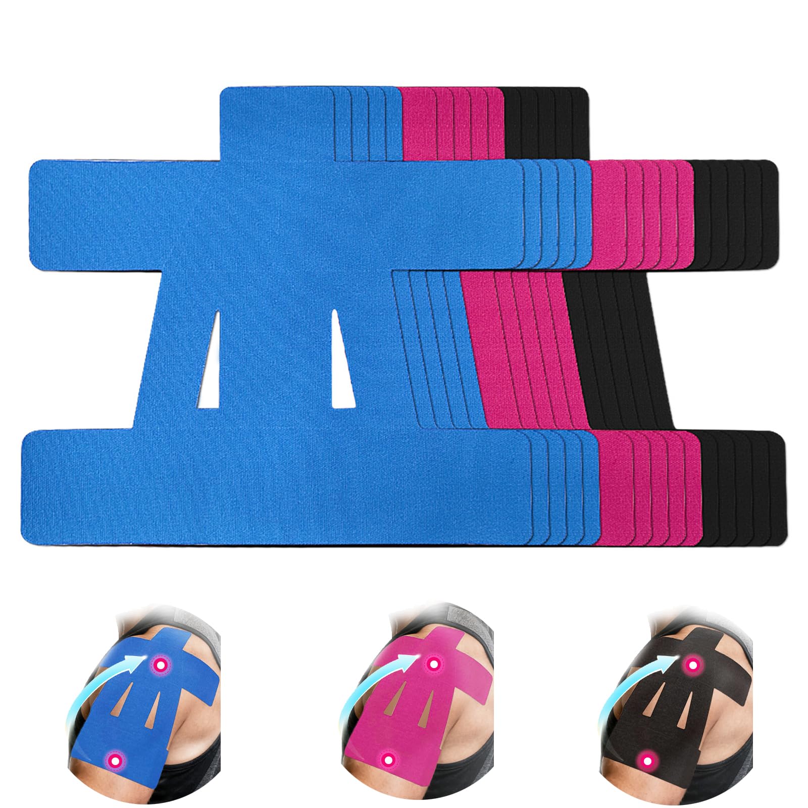 Photo 1 of 12 Count Kinesiology Tape for Shoulder,Shoulder Tape for Pain Relief,Pre-Cut for Easy use. Stretchy Cotton Material ensures Comfortable wear with Hypoallergenic Adhesive Lasting 4-7 Days