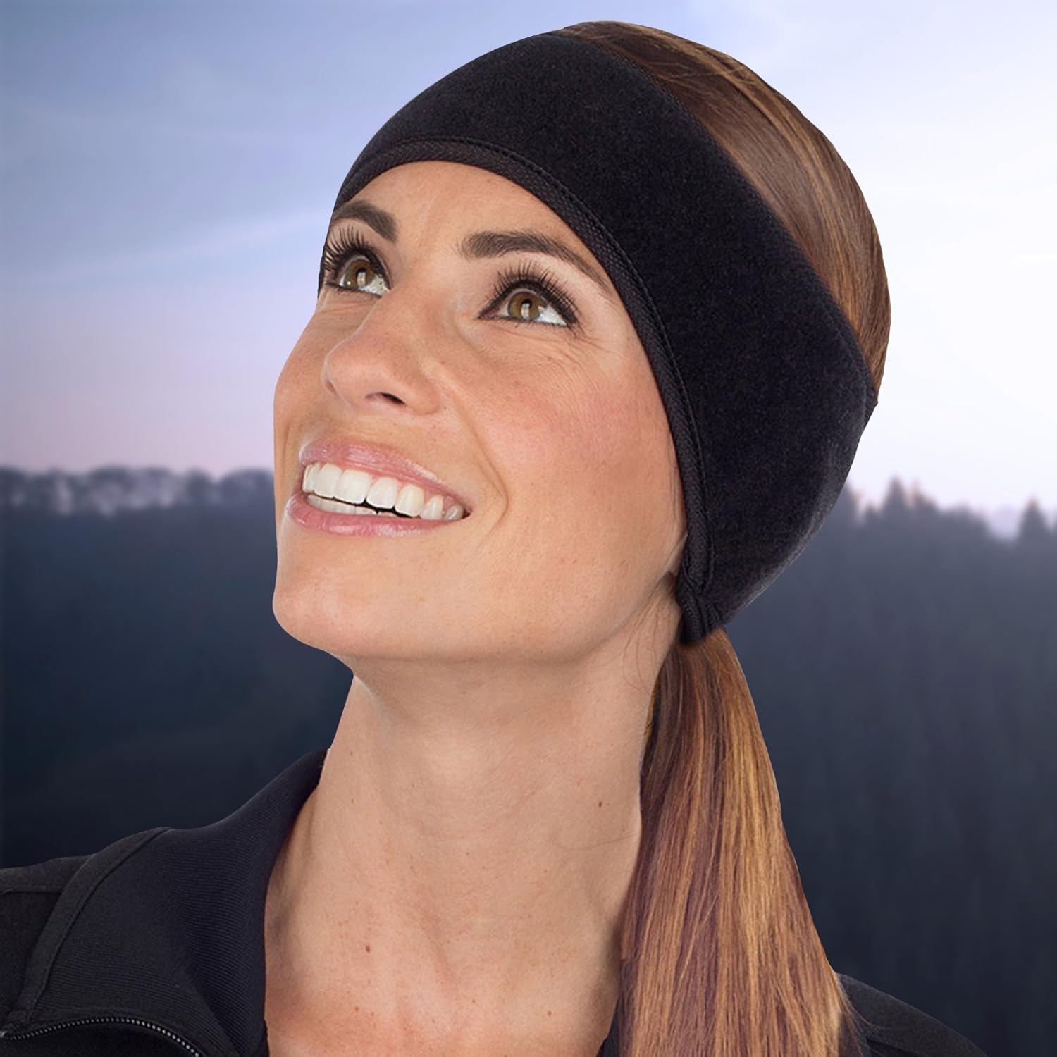 TrailHeads Women’s Ponytail Headband – Black/Black: Sports & Outdoors