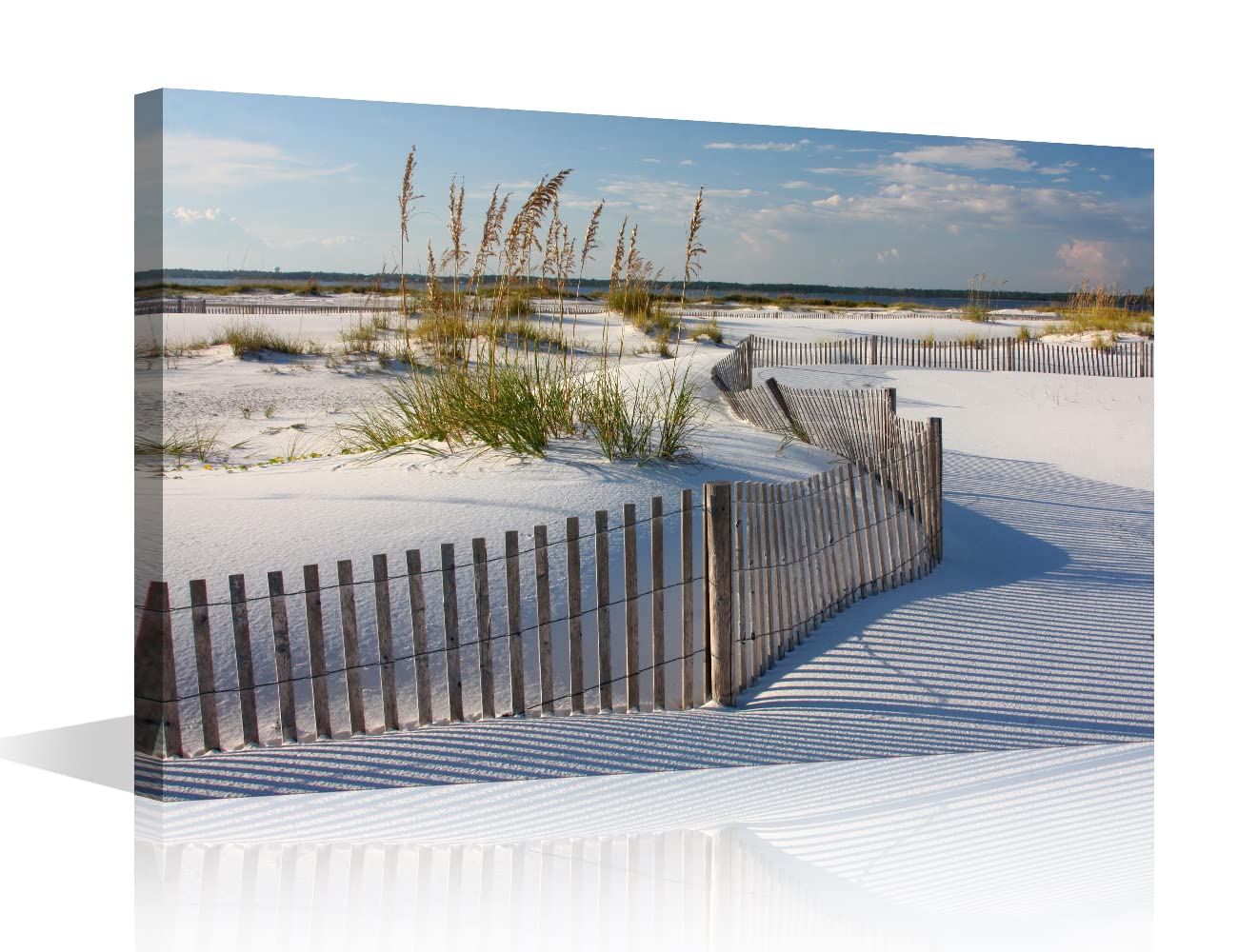 TISHIRON Sand Dune Canvas Art Seaside Fence Seascape Prints for for Living Room Bedroom Beach Painting Framed Wall Art Coastal Landscape Room Decorations Artwork Ready to Hang (12X8in) — image 1