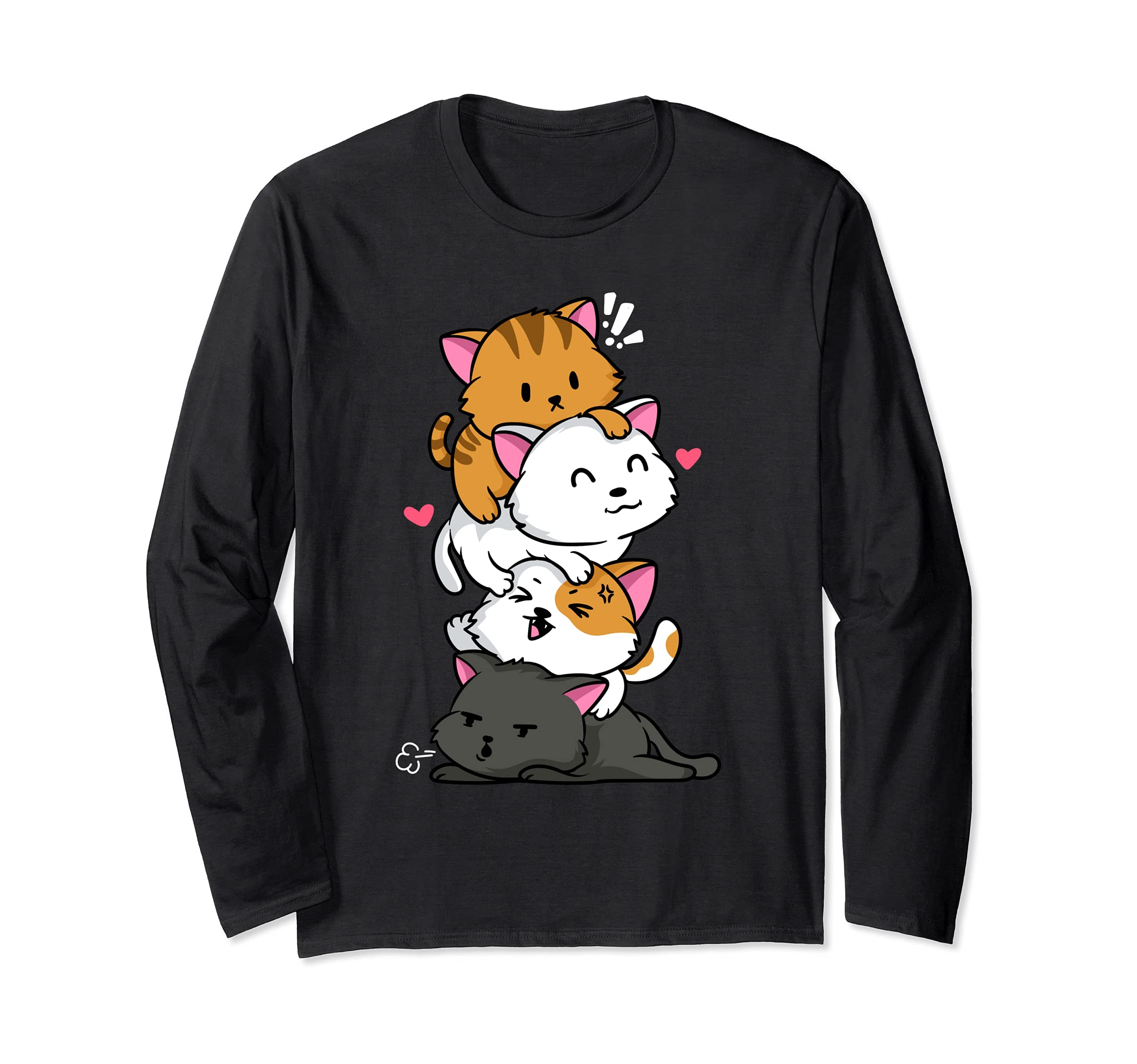 Cats Fountain Kawaii Comics Kitten Claw Breed Pet Meow Cat Long Sleeve T-Shirt