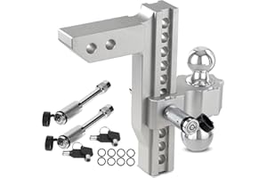 IMALEN Adjustable Trailer Hitch, 10 Inch Drop/Rise Hitch Ball Mount fit 2-Inch Receiver, 12500 LBS GTW, Heavy Duty Aluminum A