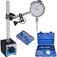 OKSTENCK Dial Indicator with Magnetic Base，0-1.0“ Test Gauge with Trimmed Magnetic Dial 0.001” Accuracy, Industrial Tool Set 