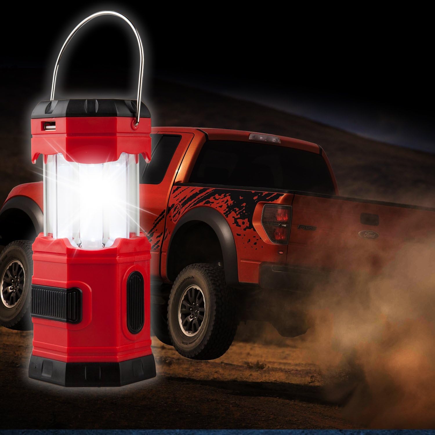 TANSOREN 2 PACK Portable LED Camping Lantern Solar USB Rechargeable or 3 AA Power Supply, Built-in Power Bank Compati Android Charge, Waterproof Collapsible Emergency LED Light with"S" Hook: Home Improvement