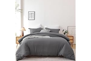 WHITNEY HOME TEXTILE Soft Breathable Duvet Cover Twin Size - Luxury 100% Washed Duvet Cover Set, 2 Piece Bedding Set 1 Duvet Covers 68x90 Inches with Zipper Closure and 1 Pillow Shams for Twin Size Bed