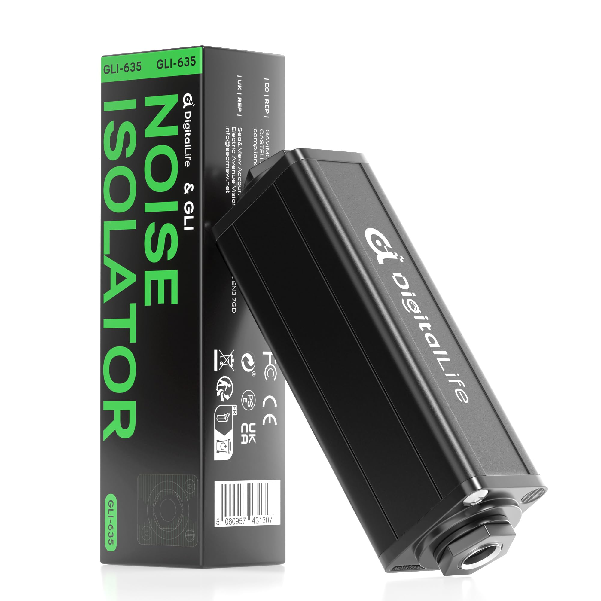 DigitalLife HumBlock Pro | 6.35mm Ground Loop Noise Isolator, Passive Audio Hum Eliminator, 1/4 Inch Female to Female, Metal Housing, for Home Audio & Studio (GLI-635, Not for P24/P48 Mics)