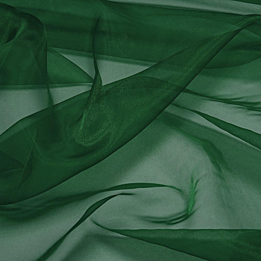 VDS Hunter Green Organza Fabric, 10 Yards Continuous, 45” Wide, Wedding Party Decoration Iridescent Crystal Sheer Shiny Organza Tulle Bridal Dress DIY Crafts Costume Sewing Backdrop Arch Cloth