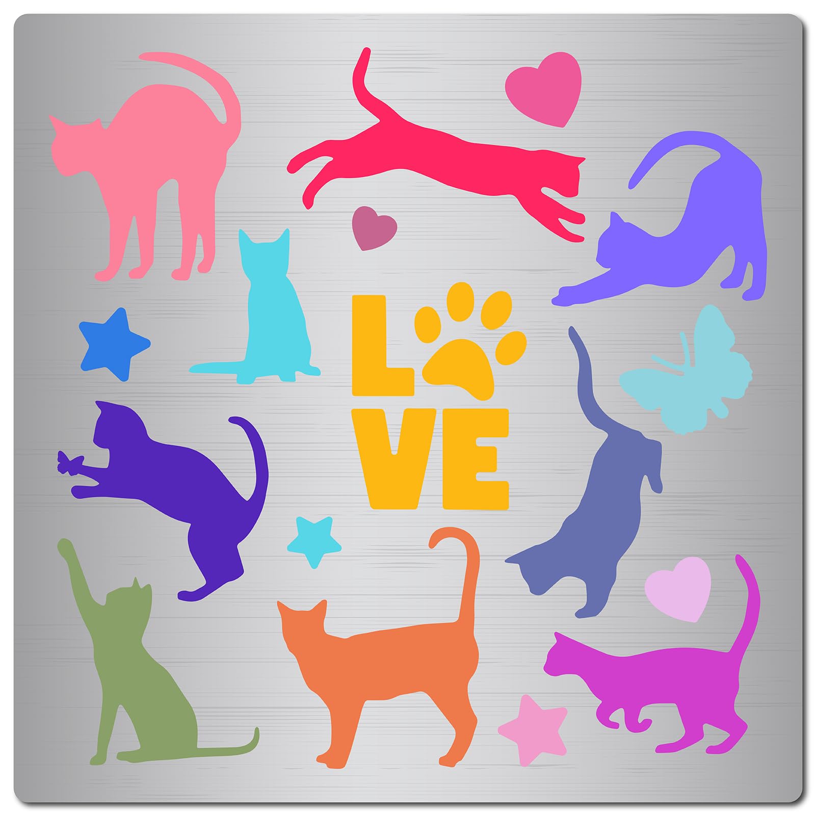 GORGECRAFT 6.3" x 6.3" 9 Patterns Cat Reusable Metal Stainless Steel Stencils Animal Butterfly Heart Star Drawing Template for Engraving Scrapbooking Wood Burning Painting DIY Projects