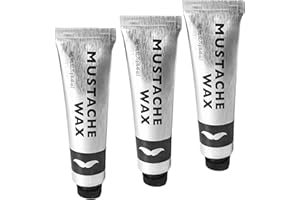 ALAZCO 3 Tubes Mustache Styling Wax Strong Hold Water Based Wax for Men Stache Beard Sideburns Eyebrows Grooming Touch-up All Hair Color Types Dries Clear - Travel TSA Approved - MADE IN USA