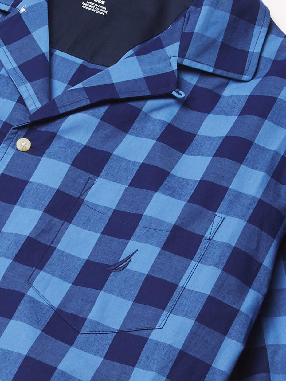 Nautica Men's Short Sleeve 100% Cotton Soft Woven Button Down Pajama Top at  Men’s Clothing store