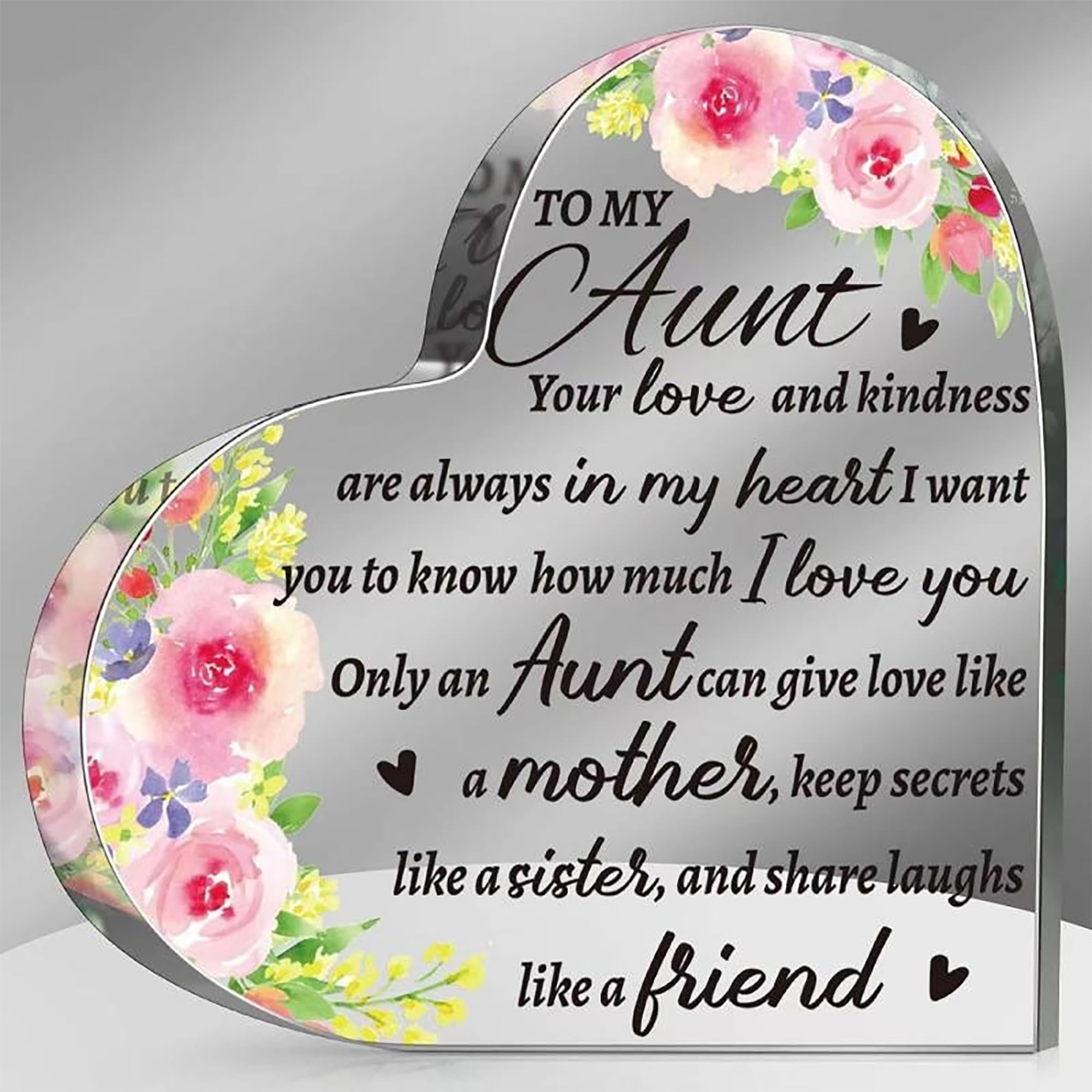 Photo 1 of Gift for Aunt, Acrylic Heart Keepsake Sign, Stylish Decorative Signage for Aunt, Birthday Gift for Auntie, 3.94 x 3.94 inches, Clear