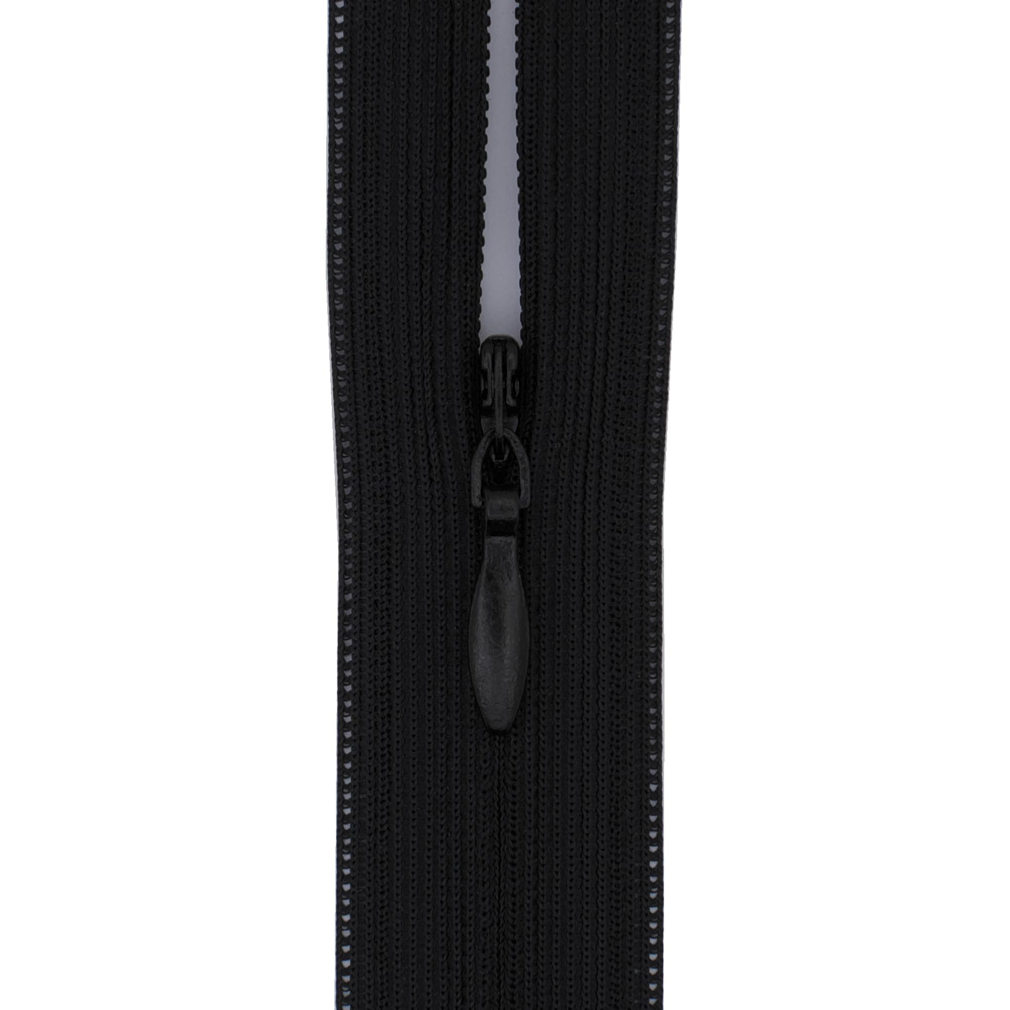 #3 Flexi Invisible Close-End Zip, Pack of 5 - Concealed Zipper for Dresses & Skirts, Soft Stretch Tape, Sewing Craft (Black, 12 inch)