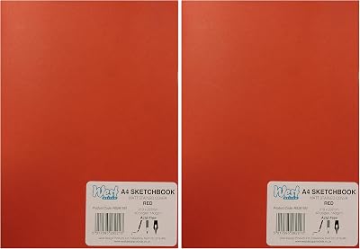 West Design A4 Sketchbook 140gsm 40 Blank Pages Red Cover Stapled
