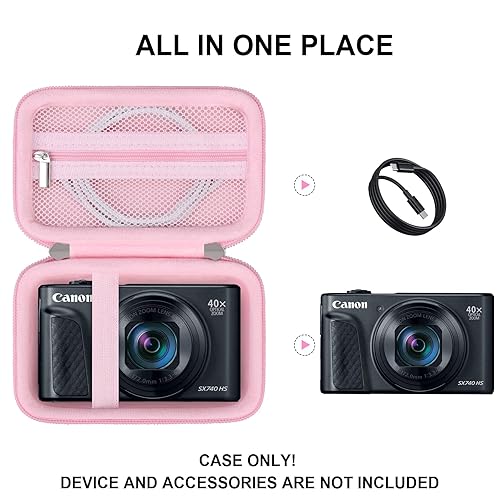 Supmay Hard Carrying Case For Canon PowerShot SX740 HS/ SX730 HS/ SX720 HS/ SX620 HS/ G7 X Mark III/ G7 X Mark II Digital Camera, Storage Holder Travel Bag With Mesh Pocket