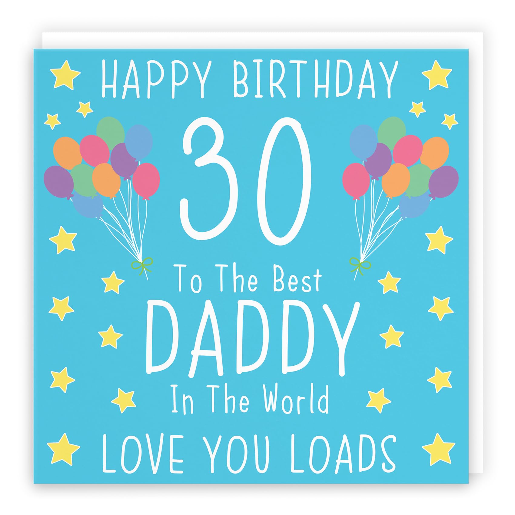 Hunts England - Large Daddy 30th Birthday Card - Large Size - Happy Birthday - 30 - To The Best Daddy In The World - Love You Loads - Iconic Collection - Large - 210 x 210 mm - Age 30
