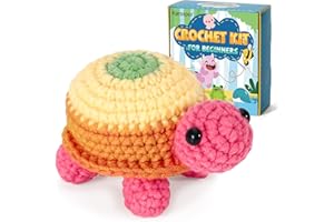 Karsspor Crochet Kit for Beginners, Crochet Animal Kit with Step by Step Instructions and Video Tutorials, Complete Crochet Starter Kit for Adults Kids, Colored Crochet Turtle