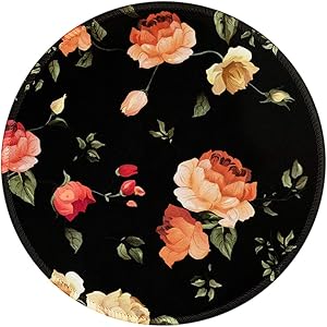 BOSOBO Mouse Pad, Art Design Beautiful Flowers Round Mousepad, Durable Stitched Edges, Non-Slip Rubber Base, Enhanced Thickness, Waterproof, Customized Gaming Mouse Mat for Laptop, Computer & PC
