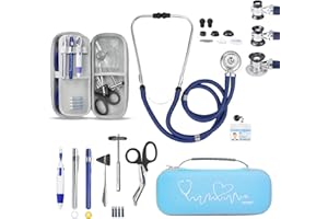 Scian 13 Pcs Stethoscope Case Kit, Supplies Inclued, Perfect Nurse Gift Include Stethoscope, Medical Scissors, Penlights, Badge Holders for Nurse Accessories for Work, Blue Portable First Aid Kit Bag