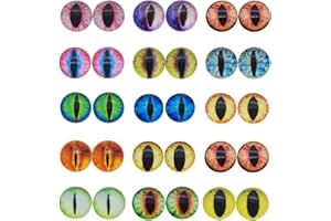 JJG 100PCS 6mm Dragon Eyes Round Glass Cabochon Flatback Jewelry Findings Horse Eyes Cat Eyes Doll Eye Dome Cameo Pendant Settings in Pairs
