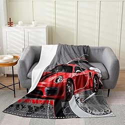 Red Race Car Fleece Throw Blanket for