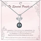 KANNSOAR Tahitian Black Pearl 18K White Gold Plated Sterling Silver Heart/Infinity/Four Leaf Clover Pendant Necklace Jewelry Gifts for Women Wife Mom Girlfriend Wedding Birthday Anniversary Christmas