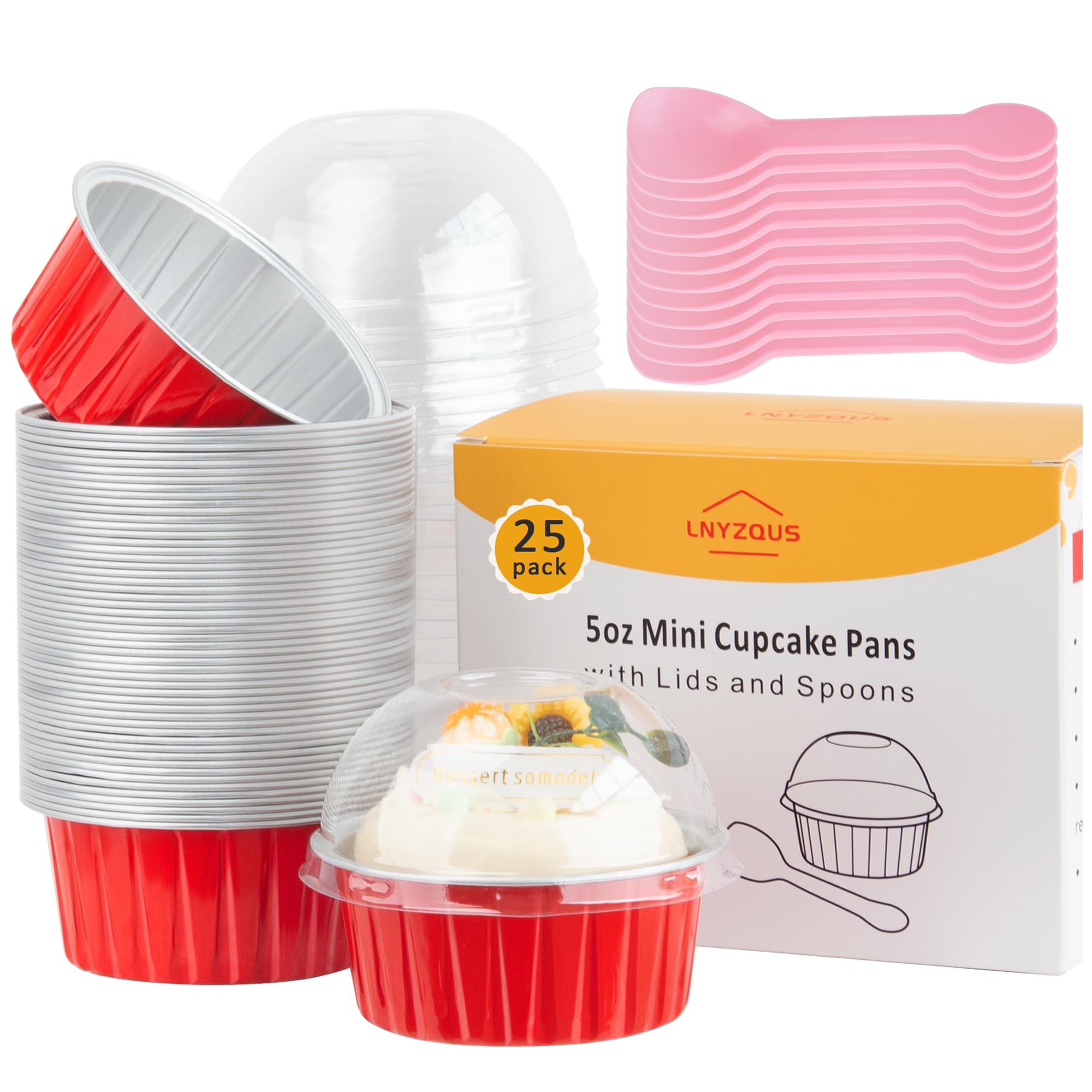 Photo 1 of *MISSING PARTS UNKNOWN*
LNYZQUS 5oz Disposable Cupcake Pans with Lids 25 Pack, Foil Mini Cake Pans Small Muffin Tin, Individual Baking Cups Cupcake Containers Creme Brulee Ramekins Liners for Christmas Baking Gifts-Red