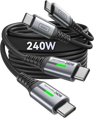 INIU 240W USB C to C Cable 1m 2-Pack Fast Charging Braided Cord