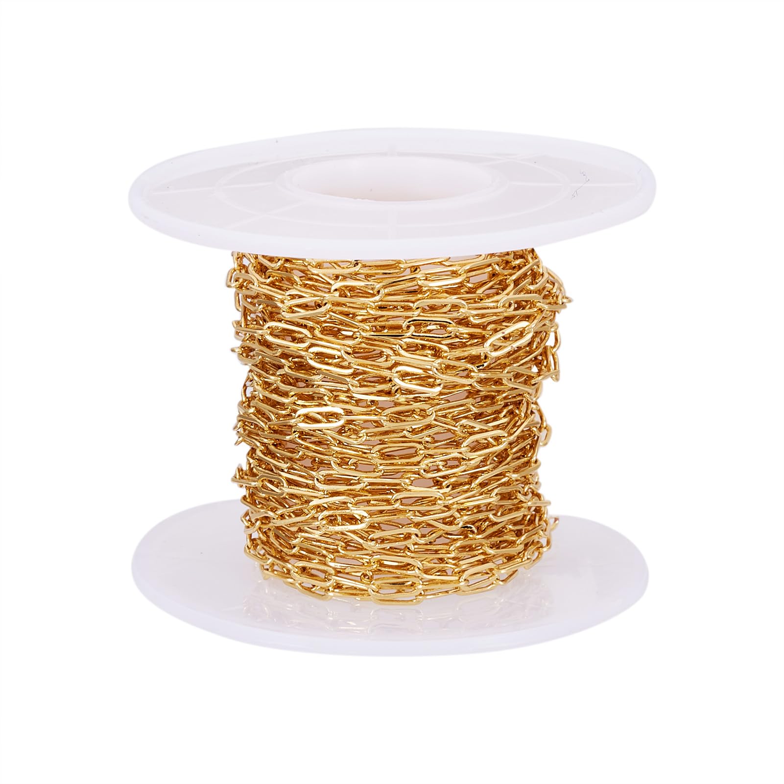 5m/roll Real 18K Gold Plated Paperclip Chain 6x2.5mm Oval Rectangle Link Chain for Choker Bracelet Necklaces Jewellery Making