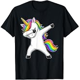 Unicorn Dabbing Rainbow Funny Graphic T-Shirt