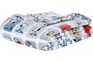 Berkshire Blanket Peanuts® VelvetLoft® Cute Character Snoopy Plush Blanket,Woof Blue,Full/Queen 90 in x 90 in (Official Peanu