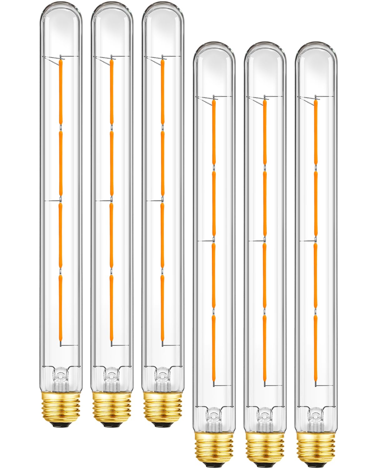 Photo 1 of LVYE E26 LED Light Bulb,T10 Dimmable Led Tubular Bulb 6W,60 Watt Equivalent,T30 Long Bulbs 2700K Warm White,11In Edison Light Bulbs,T10 Clear Glass,6Pack.