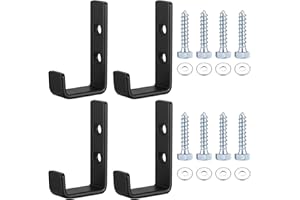 BAYIDUN Heavy Duty Garage Hooks for Hanging, Garage Storage Wall Mount J Hooks Heavy Duty, Black Garage Storage Hooks J Utility Hooks for Extension Cord Tool Clothes Keys (3 1/2" x 2 1/8" x 0.9" Black- 4Pcs)