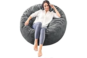 Bean Bag Chairs for Adults - 3' Memory Foam Furniture BeanBag Chair - Kids/Teens Sofa with Soft Micro Fiber Cover - Round Flu