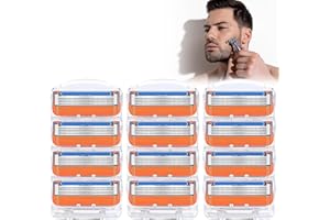 WHOVO Razor Blade Shaving Razor Blade Refills for Gillette Fusion 5, Orange New Version (12)