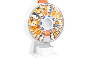 Daviky Pill Dispenser Daily, Large Pill Organizer with Wall-Mounted or Standing Use, 14 Days Pill Box, Push Button Design, Weekly Pill Organizer for Vitamin, Medicine.Supplement, Fish Oil