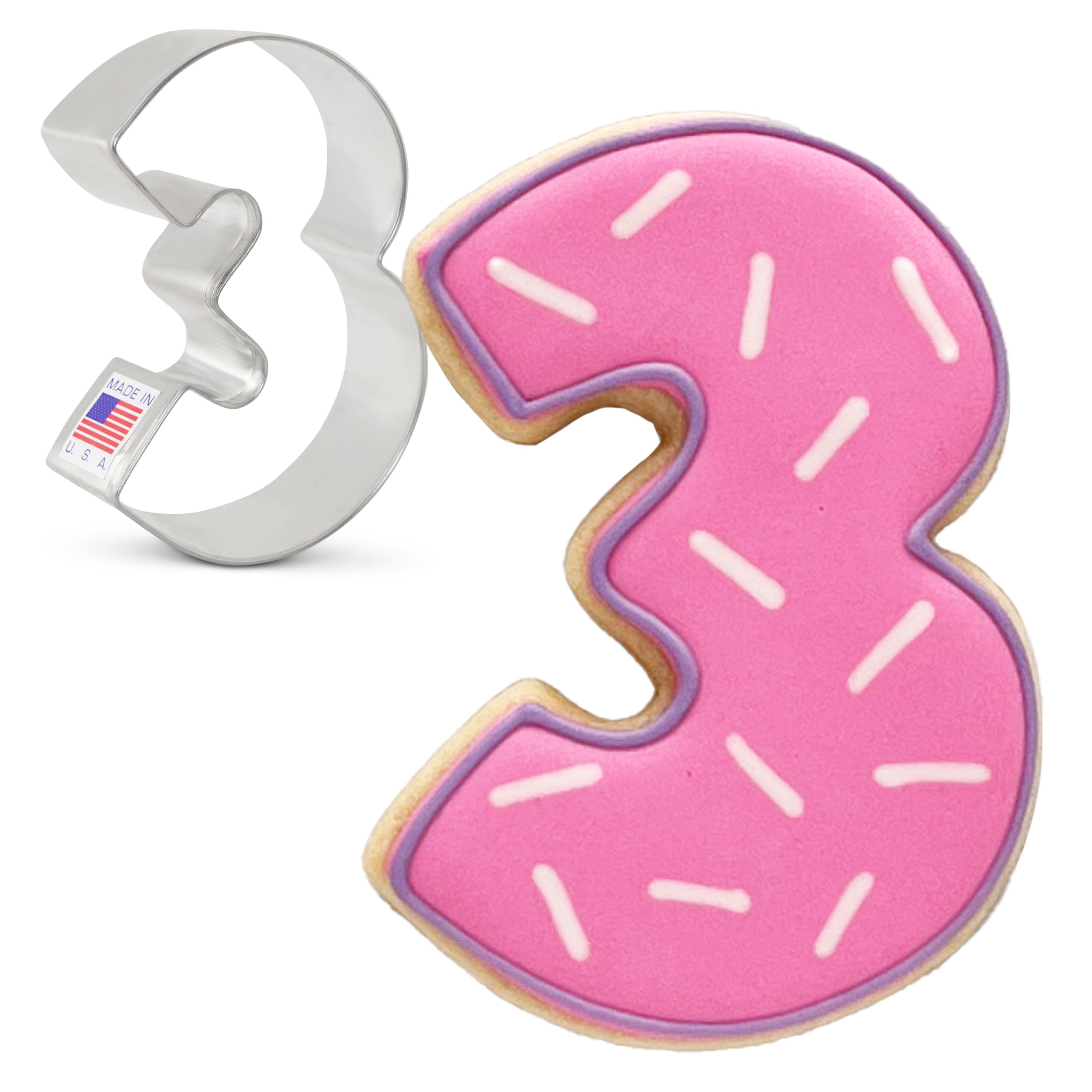 Number Three #3 Cookie Cutter 8.3 cm, Made by Ann Clark