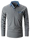 LIUPMWE Long Sleeve Polo Shirts for Men with Pocket