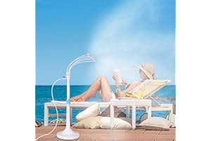 Evermagin Standing Misting Cooling System with 5 Memory Misting Line, Flexible Outdoor Misters for Outside Patio with 26.2FT Tube, Portable Water Misting for Cooling Outdoor BBQ