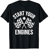 Start Your Engines Vintage Checkered Flag Race Car T-Shirt