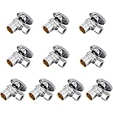 (Pack of 10) EFIELD 1/4 Turn Angle Stop Valve Sweat 1/2" X 3/8" OD Compression Connection, Chrome Plated Brass, cUPC Certifie