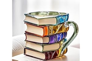 3D Stacked Books Coffee Mug,2026 Upgrade Painted Book Mug - to Colourful Novelty Book Lover for Teachers & Literary Friends, 