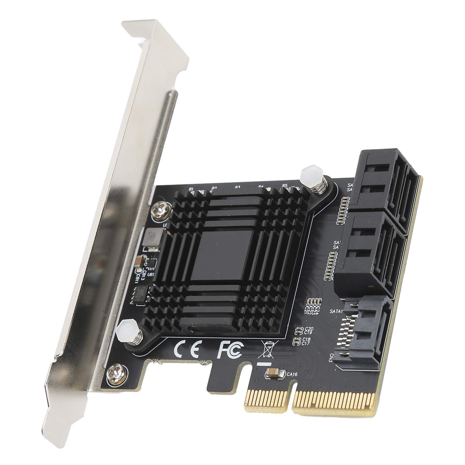 PCIE SATA Card 5 Port, PCIE to SATA Expansion Card PCI‑E to 5 Ports SATA3.0 Module Adapter Converter Board JMB585 Chip for OS X/ Windows7/8/10